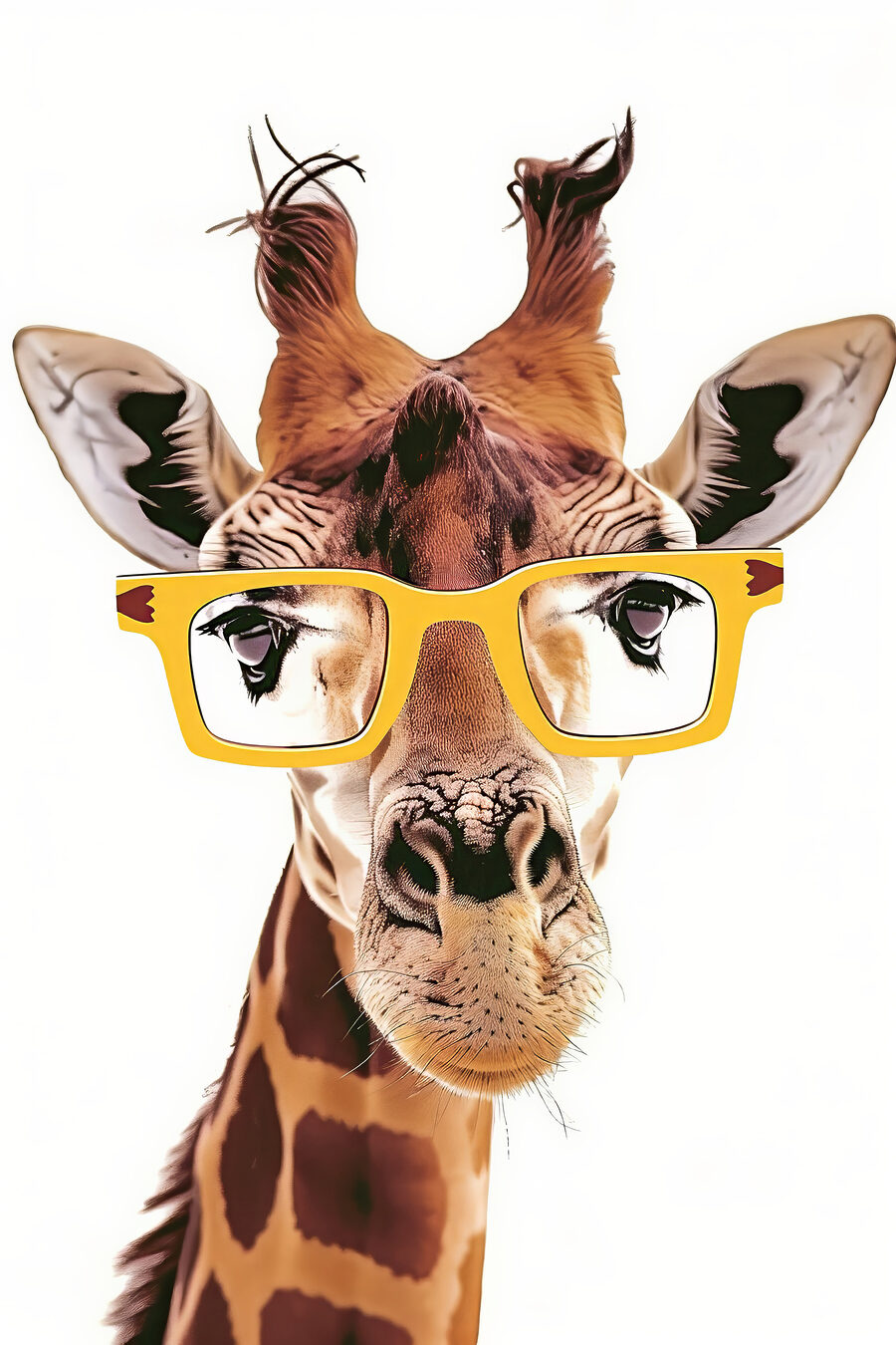 Giraffa con occhiali gialli — design completo