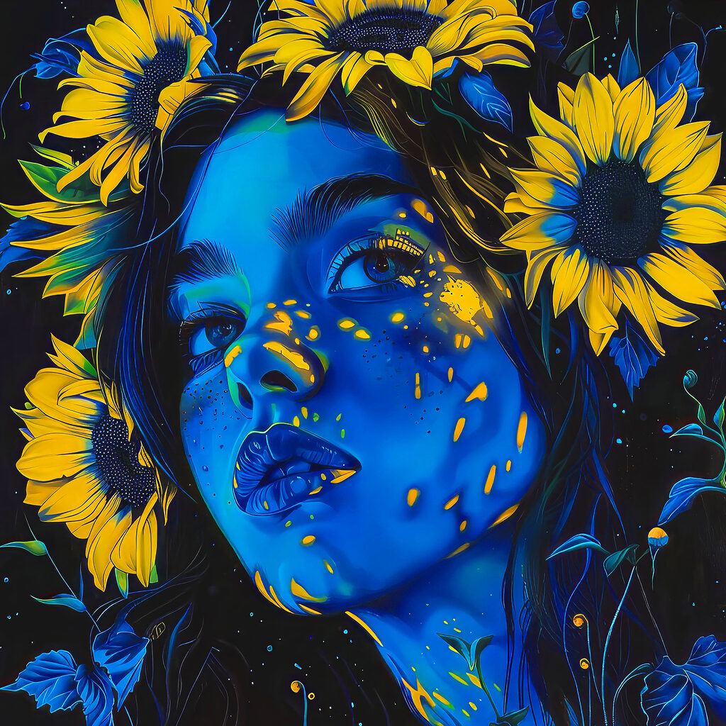 Girasoli intorno al volto — design completo