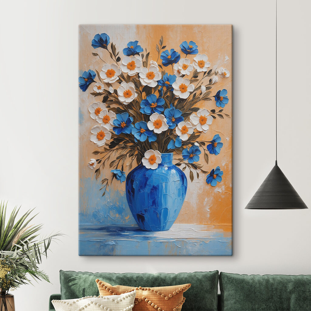 Fiori sopra vetro blu — ambiente 1