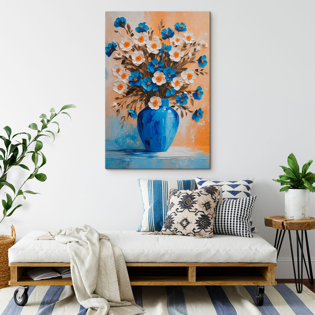 Fiori sopra vetro blu — ambiente 2