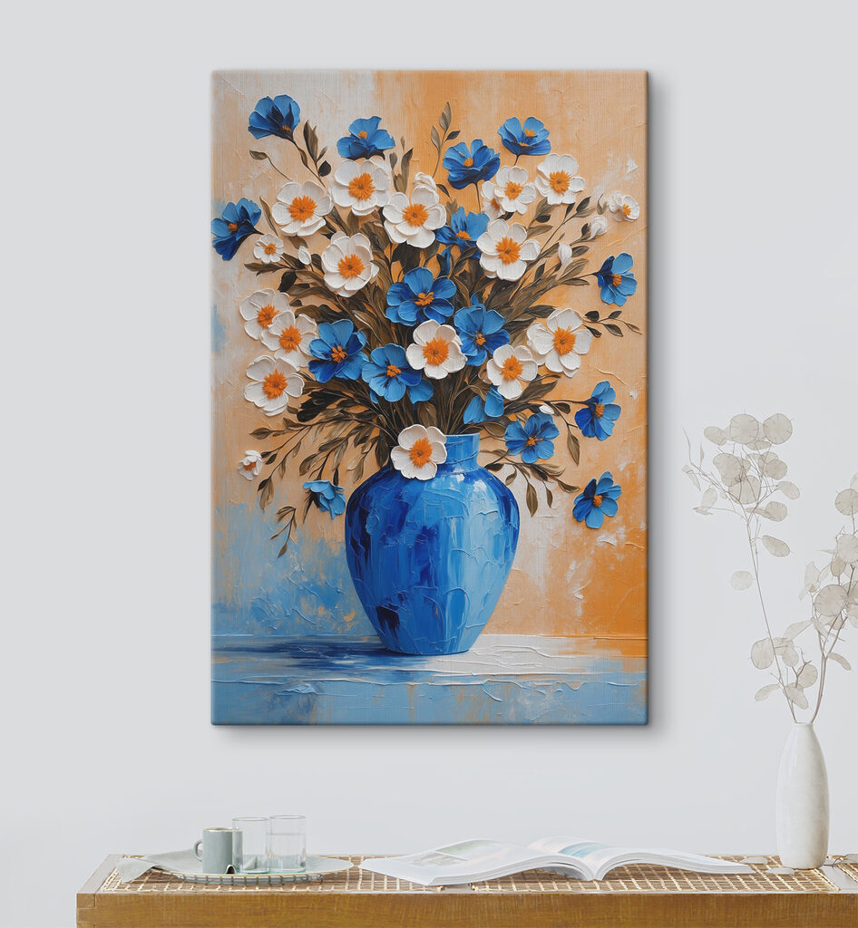 Fiori sopra vetro blu — ambiente 3