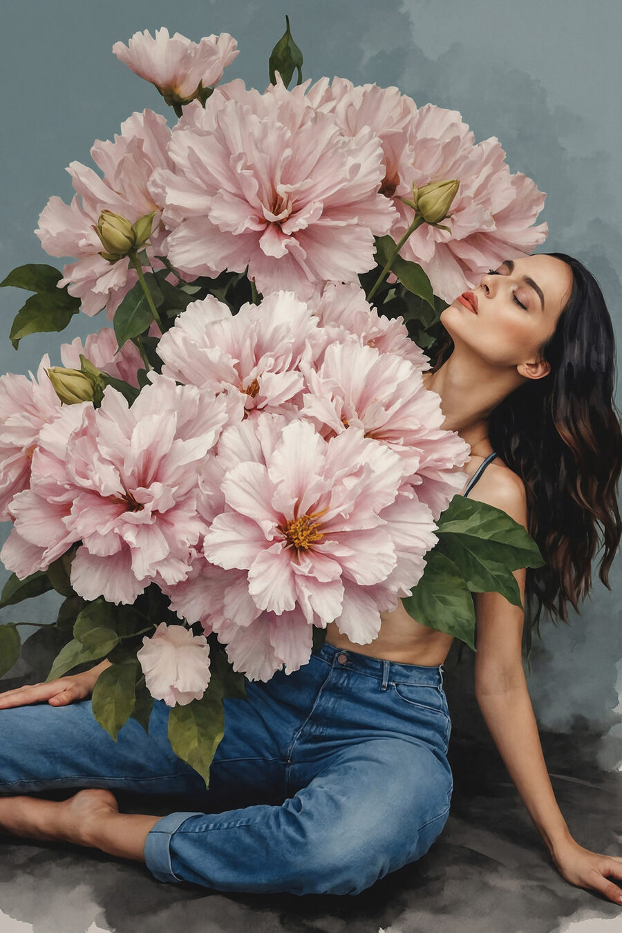 Nascosta tra peonie rosa — design completo