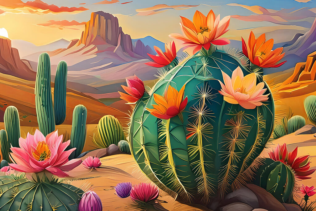 Cactus fioriti nel deserto — design completo