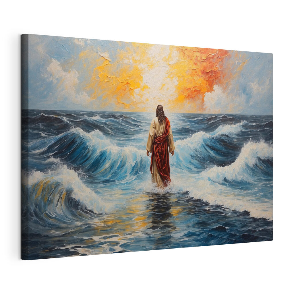 Figura tra le onde, tela tesa e bordo avvolto