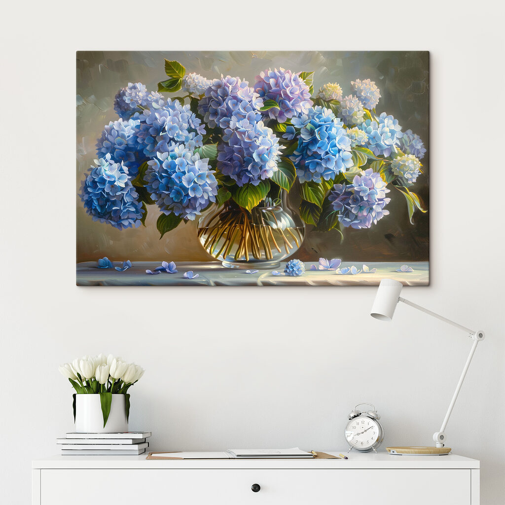Ortensie blu in vetro — ambiente 1