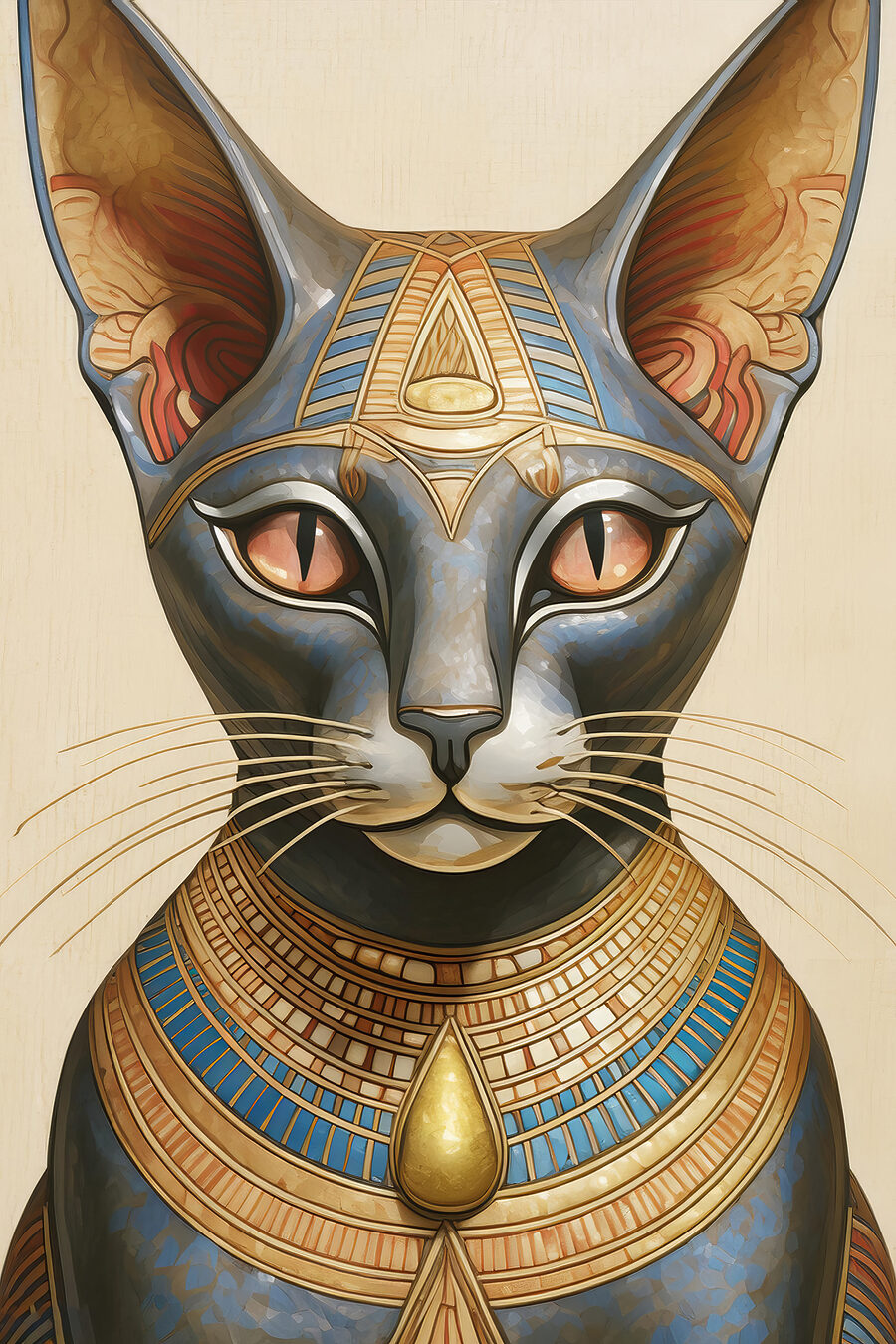 Gatto con collare dorato — design completo