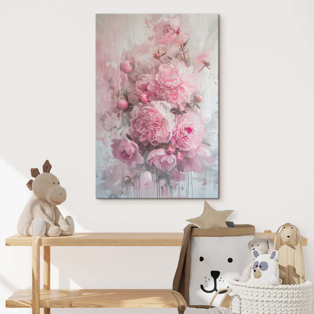 Peonie in nebbia rosa — ambiente 3