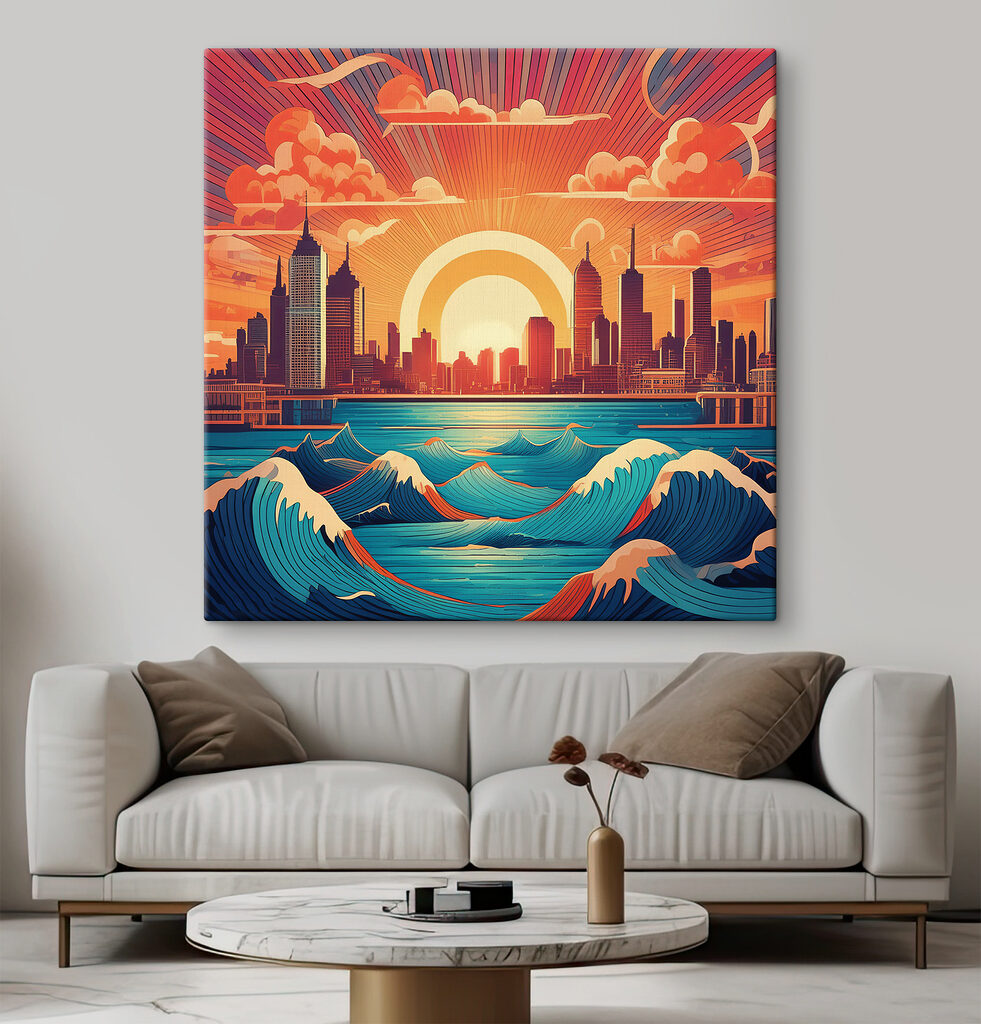 Città sopra onde blu — ambiente 1