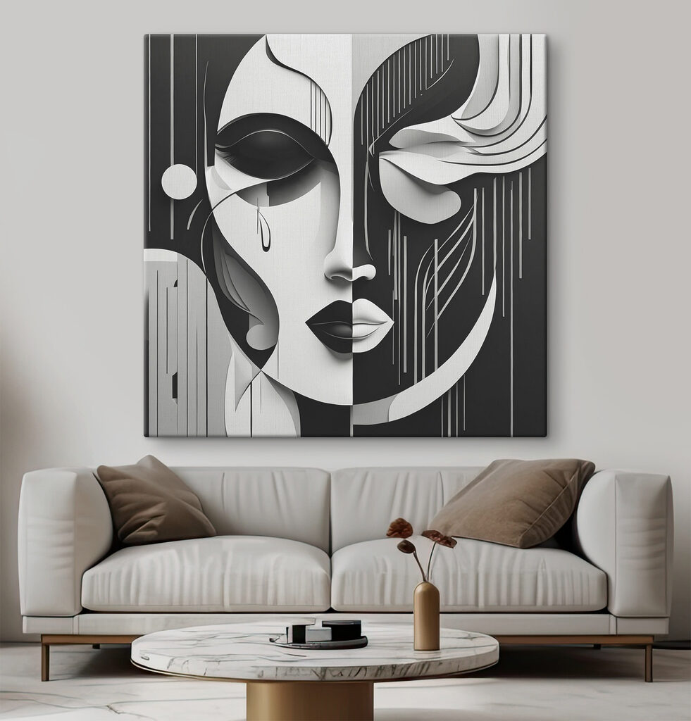 Volto monocromo in un ambiente