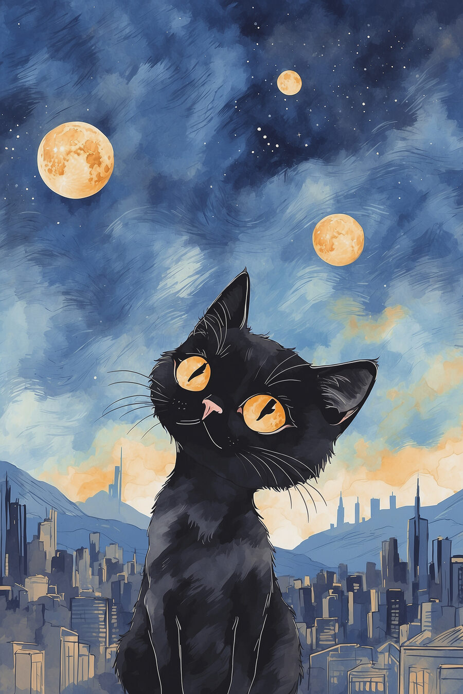 Gatto sopra la città — design completo