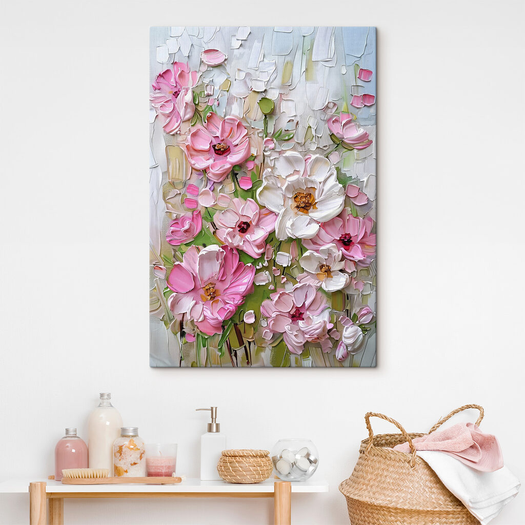 Fioritura rosa su bianco — ambiente 3