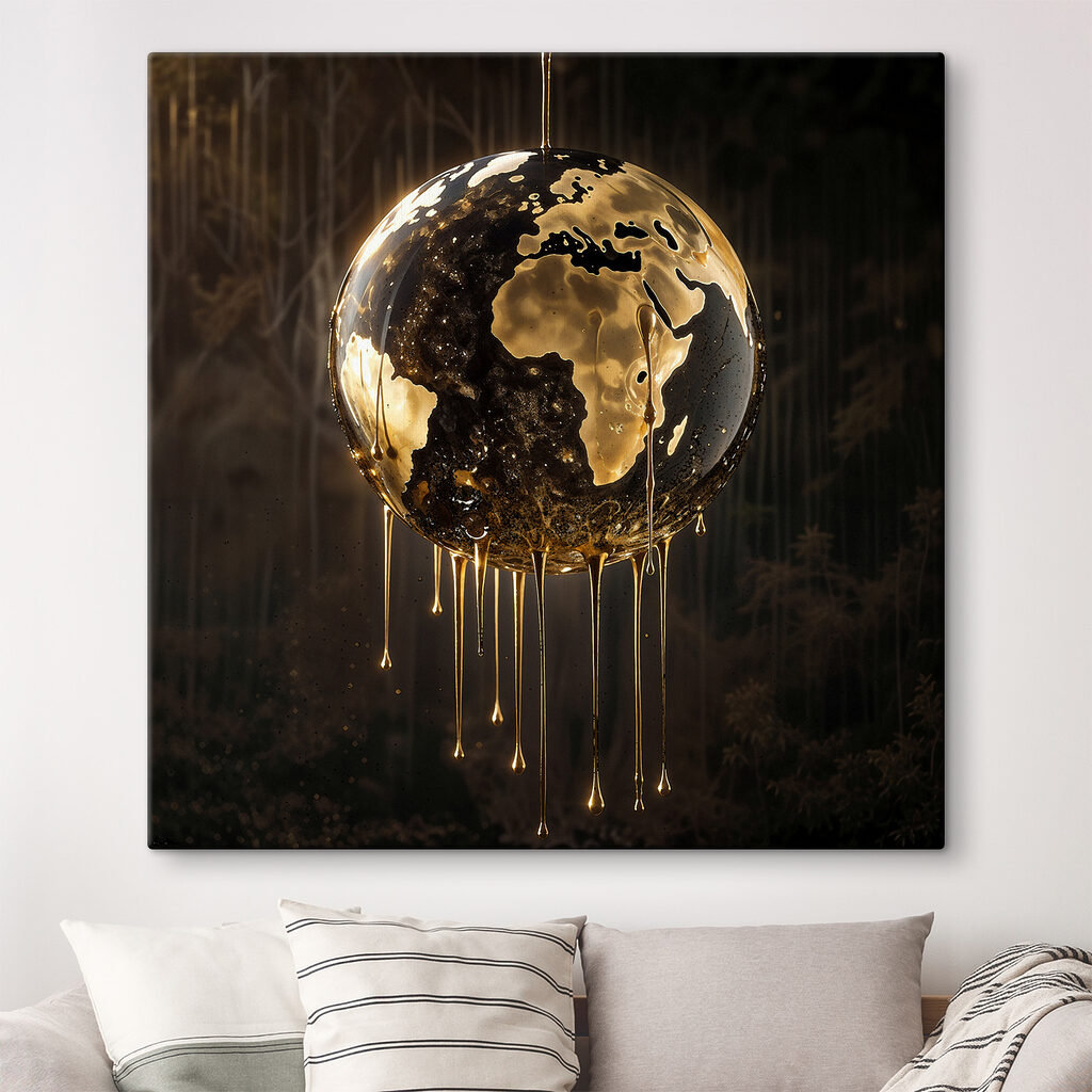 Globo che gocciola d’oro in un ambiente