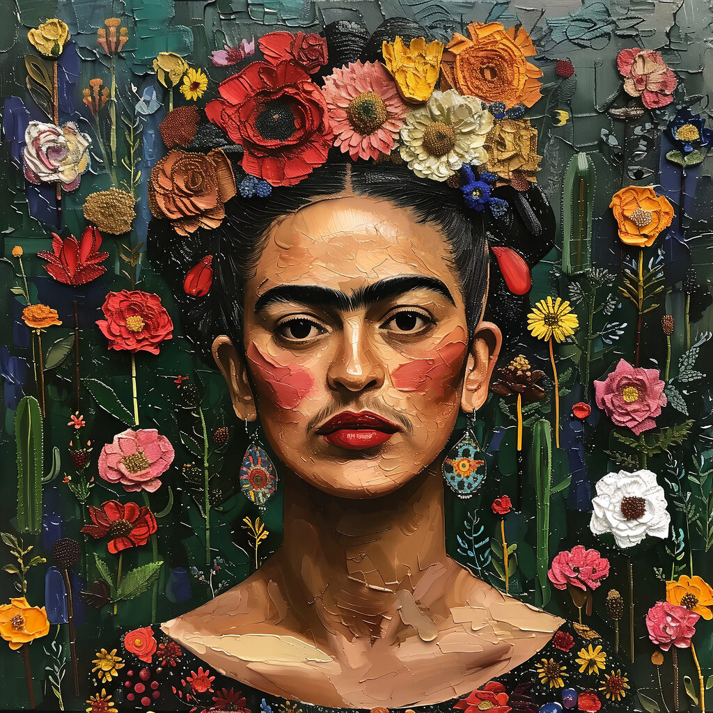 Frida nel giardino fiorito — design completo