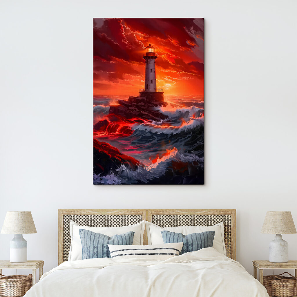Faro sotto cielo infuocato — ambiente 2