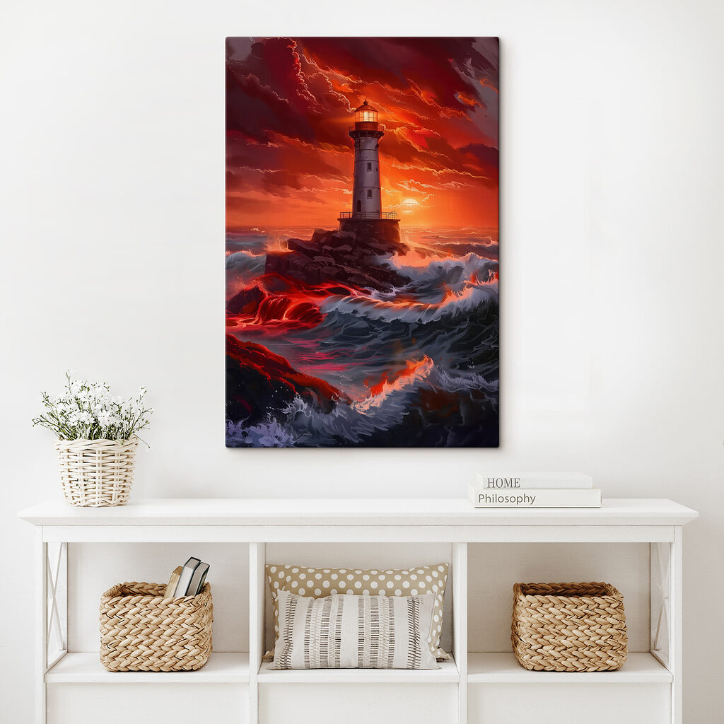 Faro sotto cielo infuocato — ambiente 1