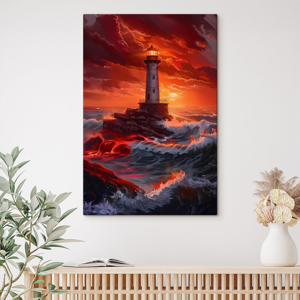 Faro sotto cielo infuocato — ambiente 3