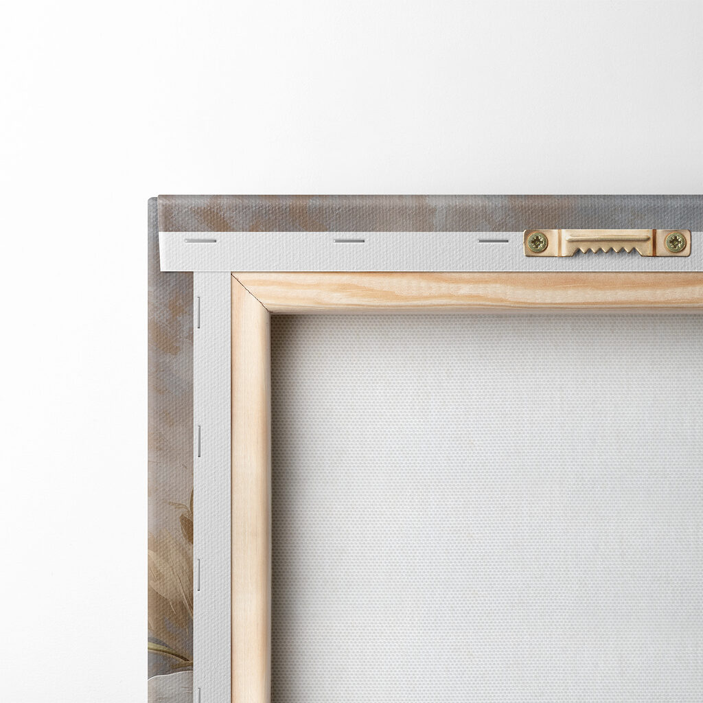 Fiori bianchi, foglie ocra — retro