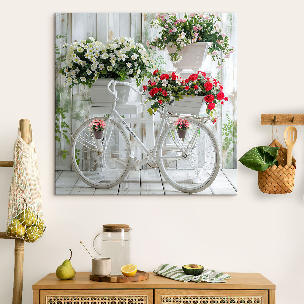 Bici bianca, rose rosse — ambiente 2