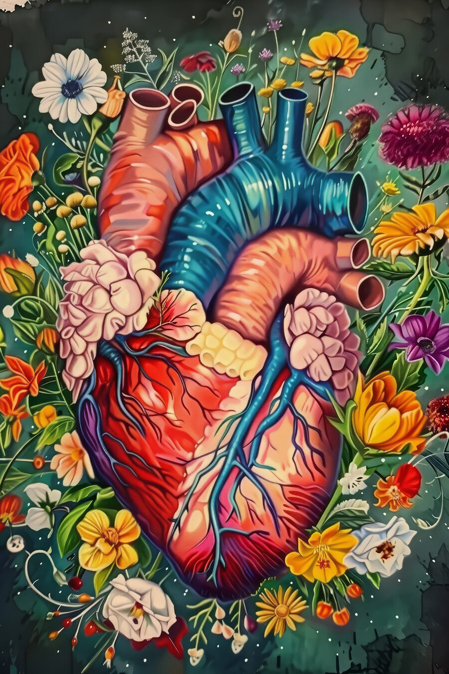 Cuore tra i fiori — design completo
