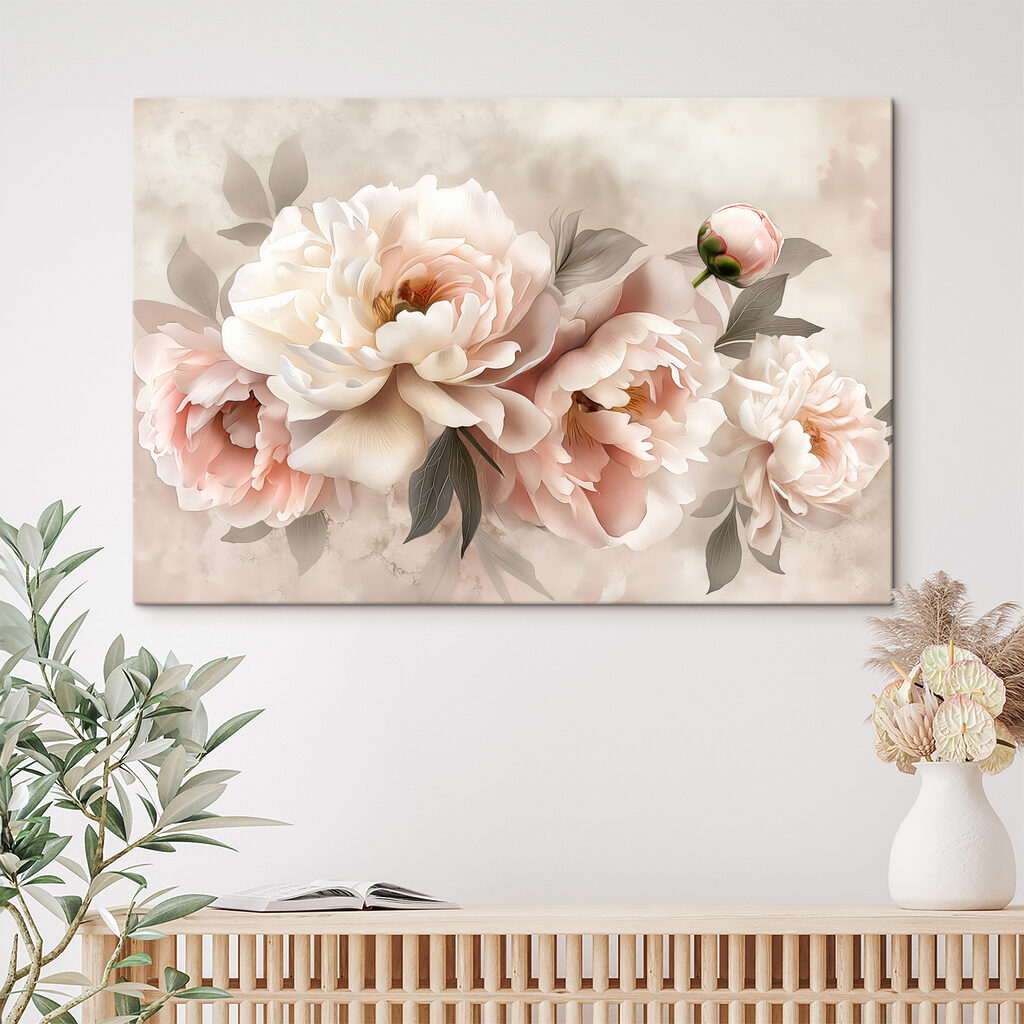 Peonie in strati morbidi in un ambiente