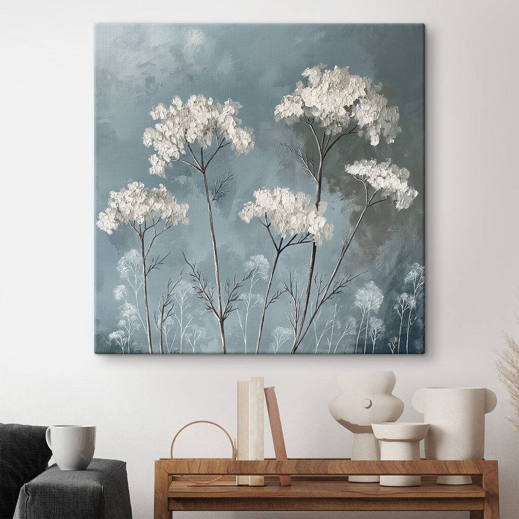 Infiorescenze bianche su grigio — ambiente 1