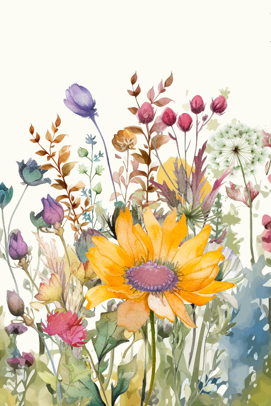 Girasole tra boccioli rosa — design completo