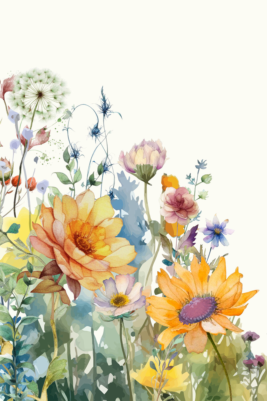 Fiori gialli e soffioni — design completo