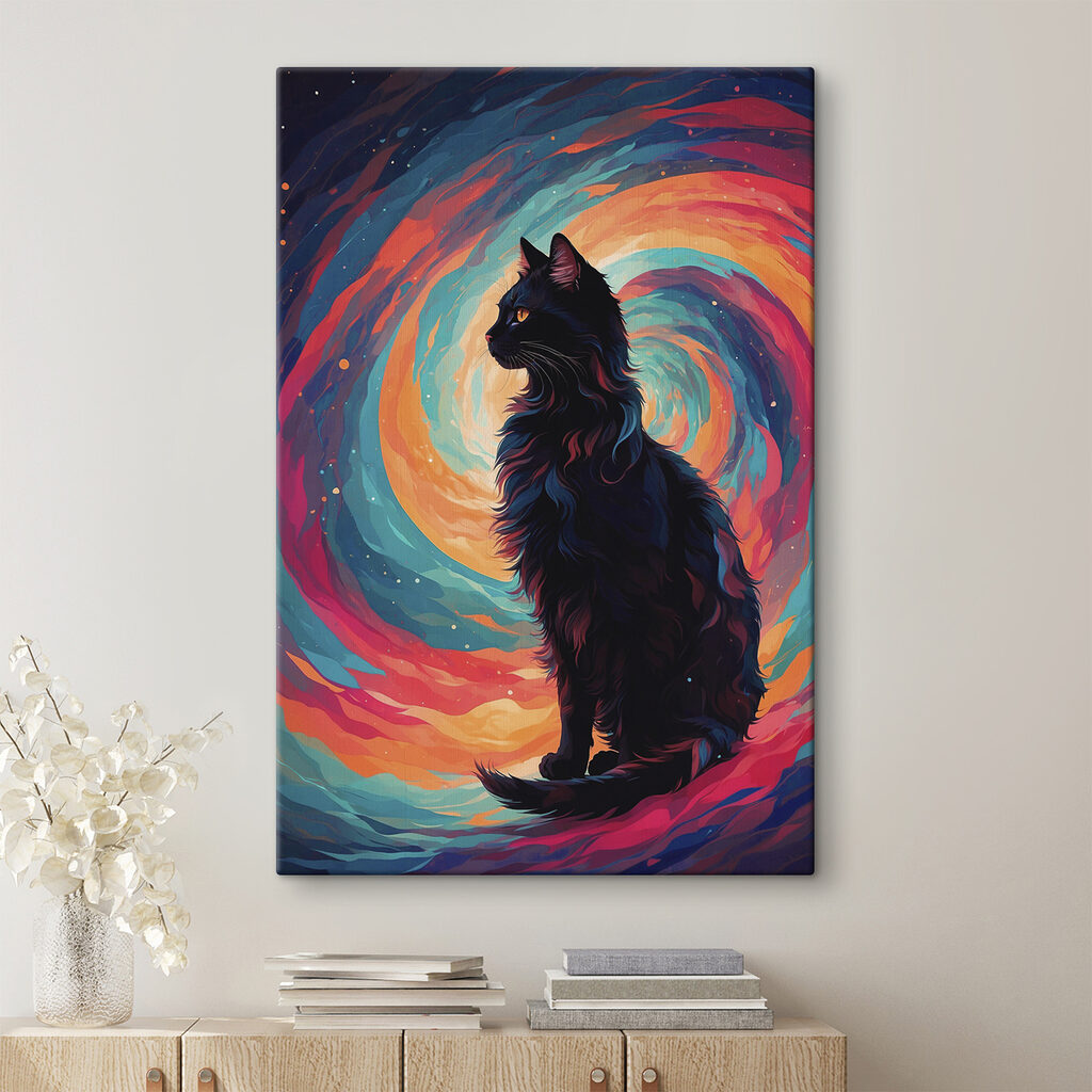 Gatto nero, colori vorticosi — ambiente 2