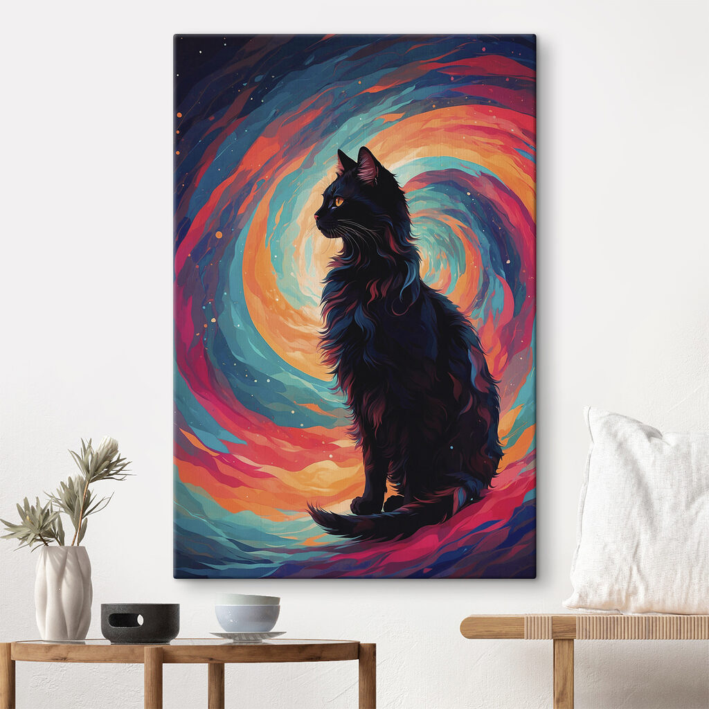 Gatto nero, colori vorticosi — ambiente 1