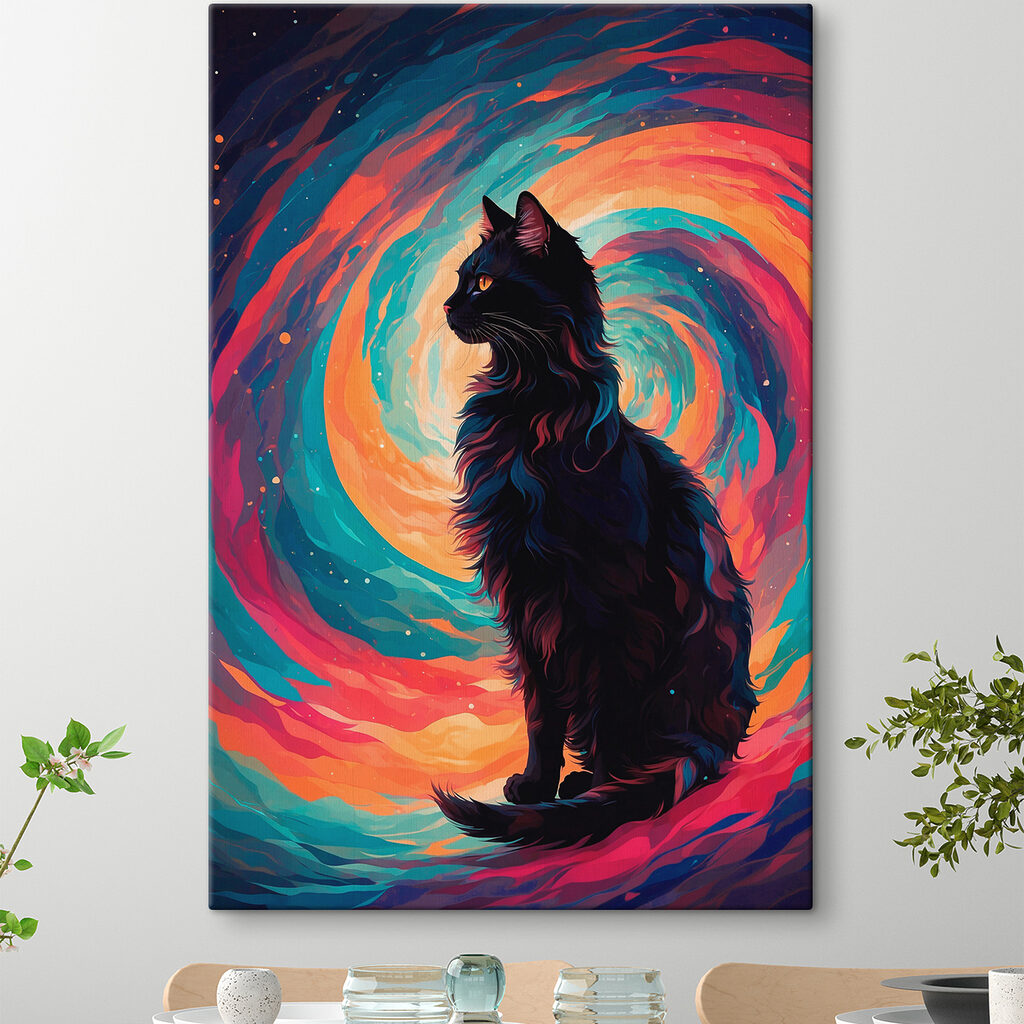 Gatto nero, colori vorticosi — ambiente 3