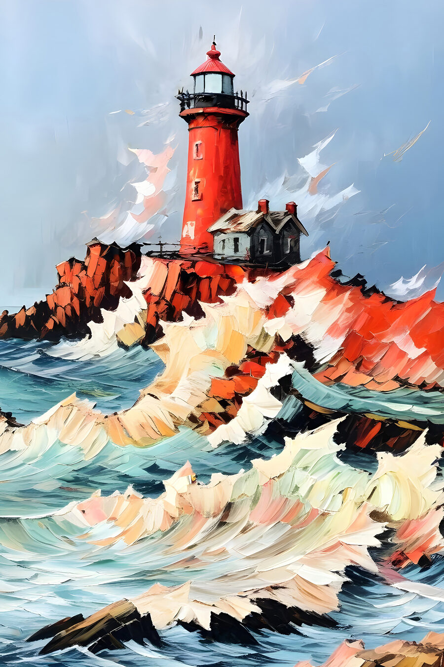 Faro rosso sulla risacca — design completo
