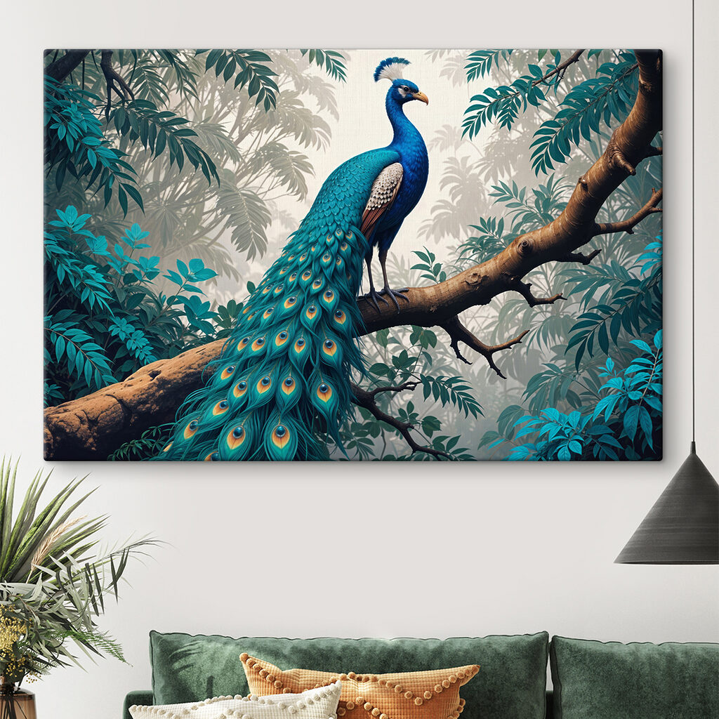 Pavone su ramo tropicale — ambiente 1