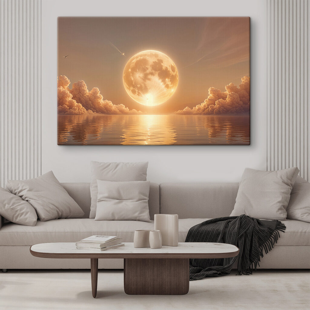 Luna piena al crepuscolo in un ambiente