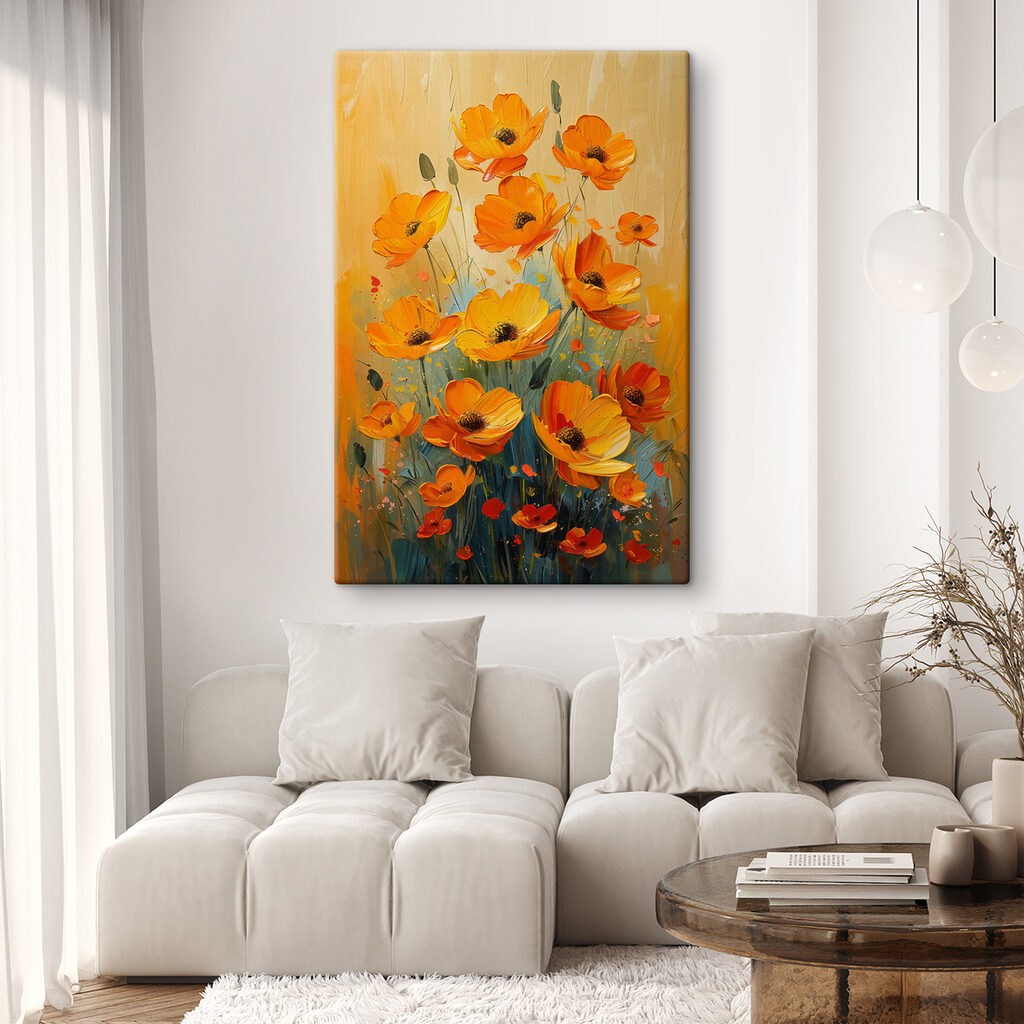 Fiori arancio su giallo — ambiente 2