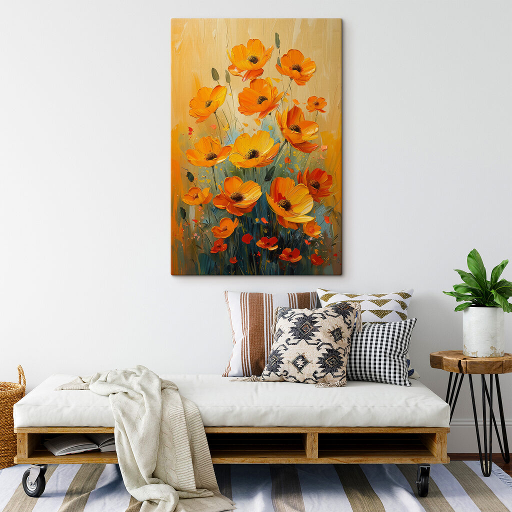 Fiori arancio su giallo — ambiente 3