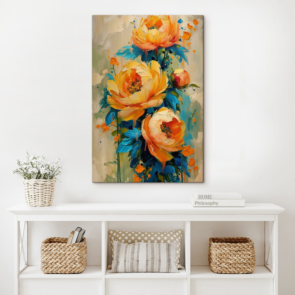 Rose gialle tra pennellate — ambiente 2