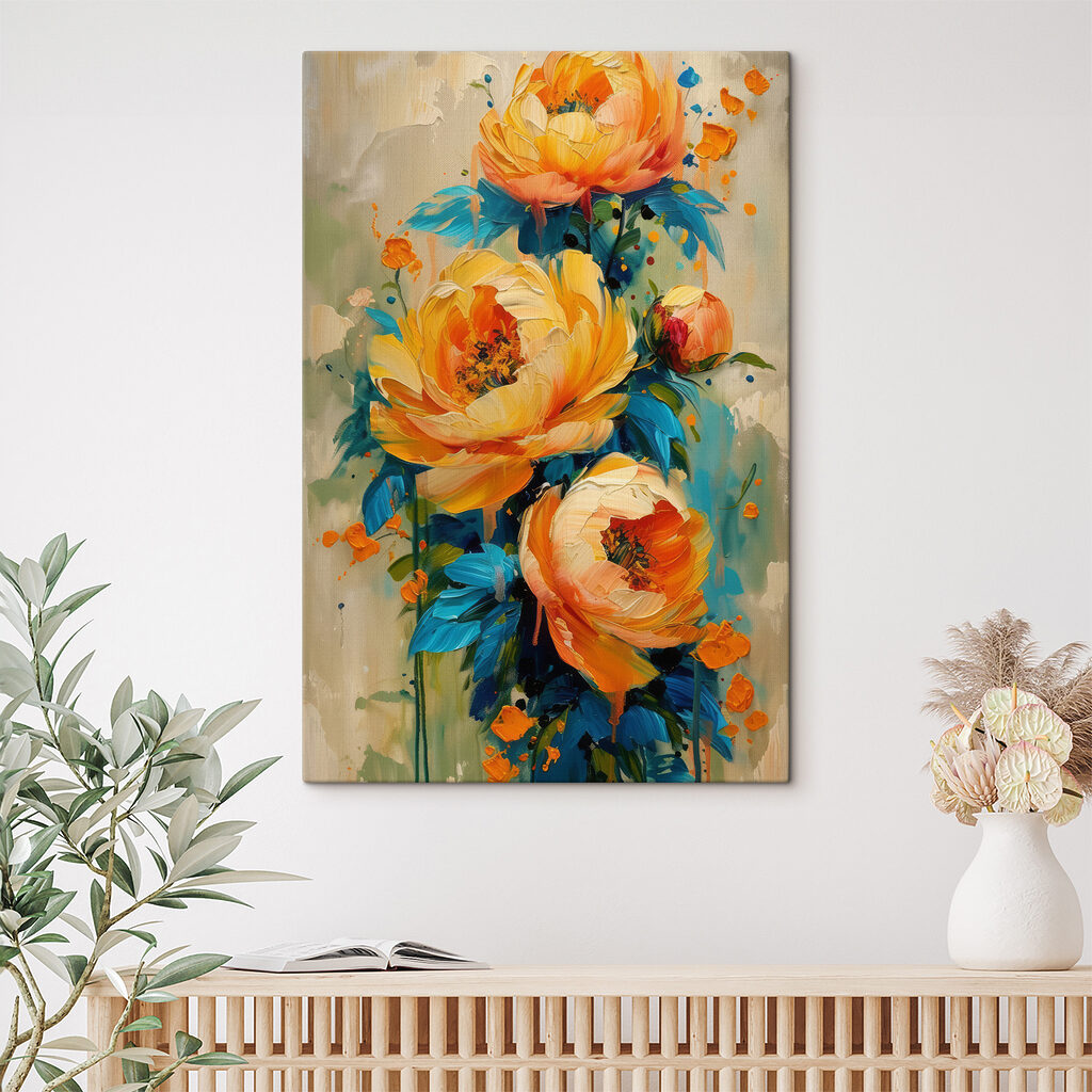 Rose gialle tra pennellate — ambiente 3
