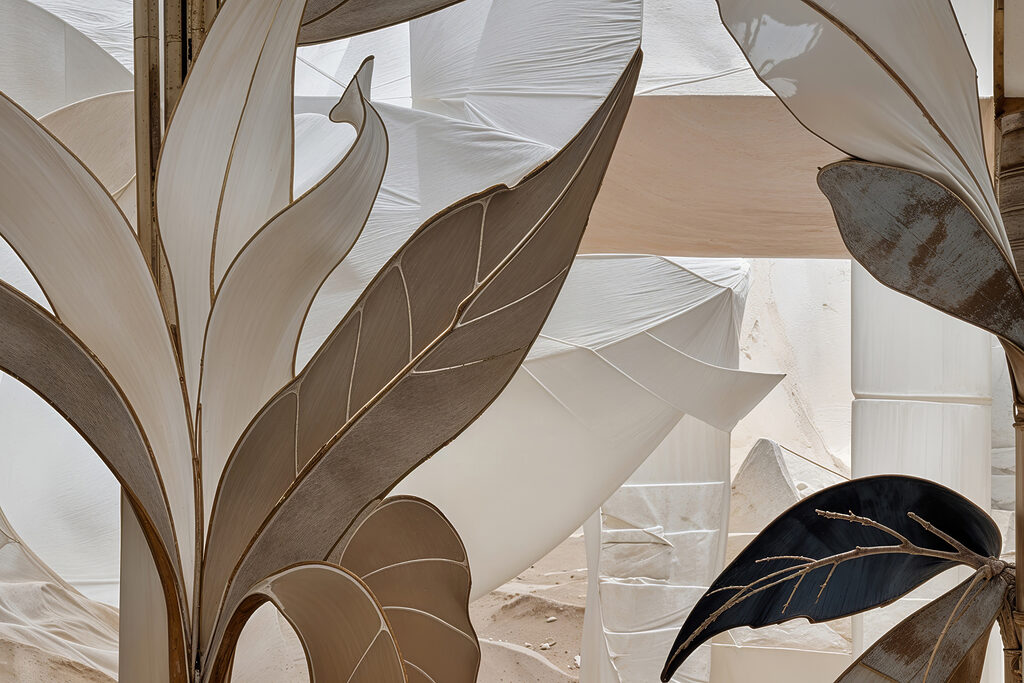 Foglie in linee terrose — design completo