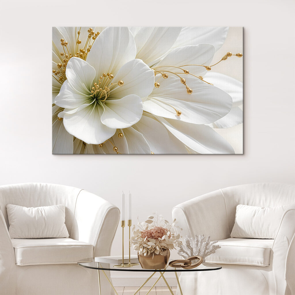 Fiore bianco, boccioli dorati — ambiente 2