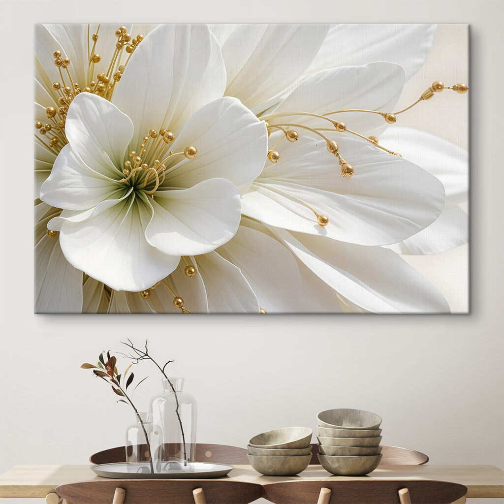 Fiore bianco, boccioli dorati — ambiente 1
