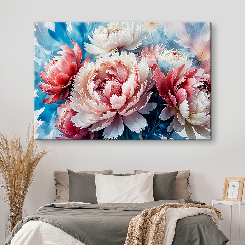 Peonie rosa su blu — ambiente 1