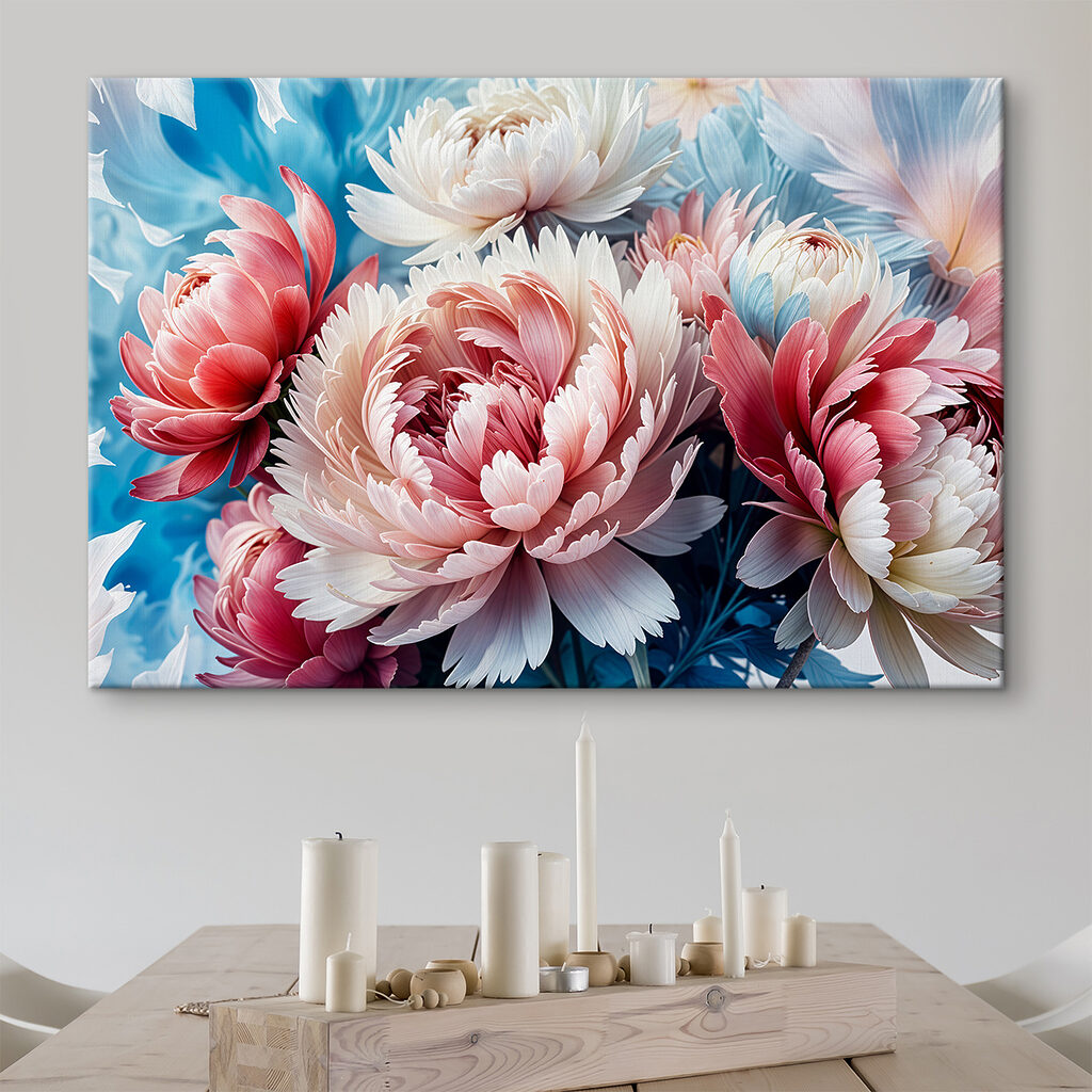 Peonie rosa su blu — ambiente 2