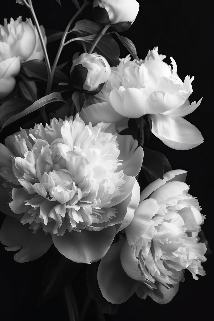 Peonie in bianconero — design completo