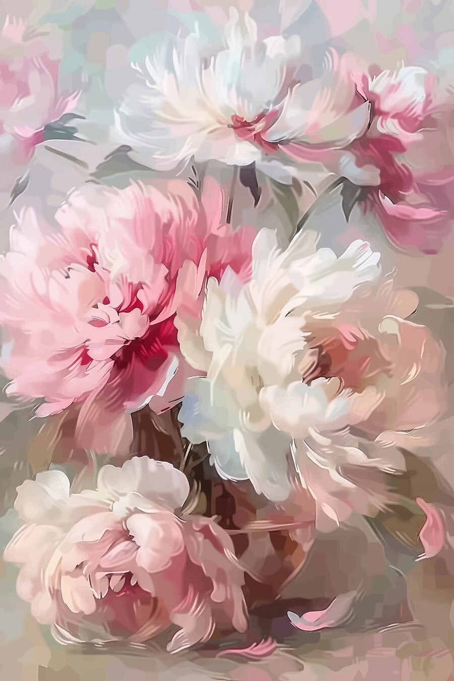 Peonie in pennellate sciolte — design completo