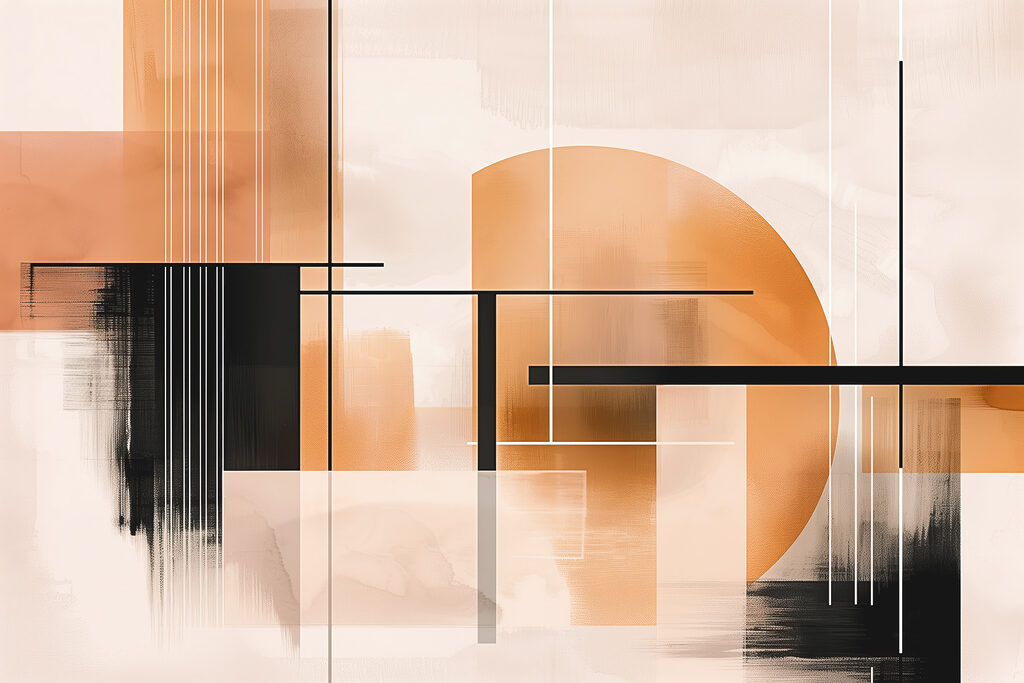 Cerchio arancione tra linee — design completo