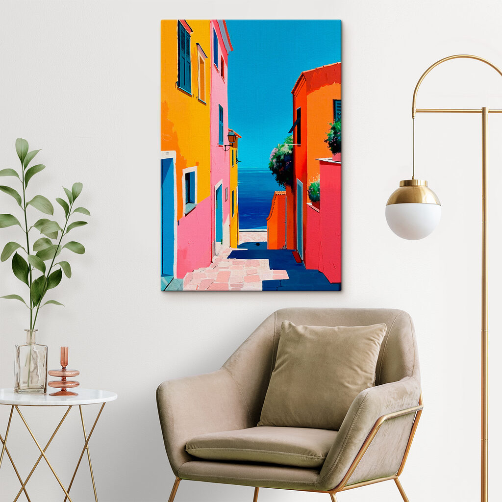 Scalinata colorata sul mare in un ambiente