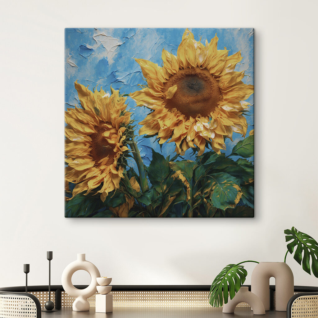 Due girasoli su azzurro — ambiente 2