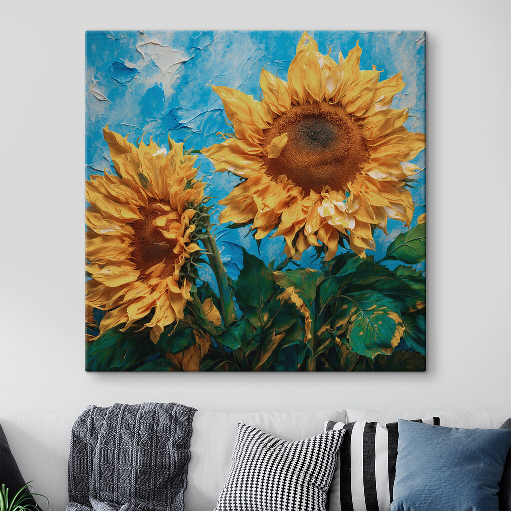 Due girasoli su azzurro — ambiente 1