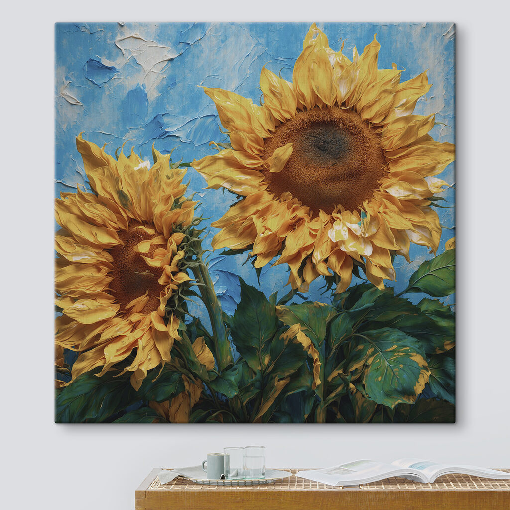 Due girasoli su azzurro — ambiente 3