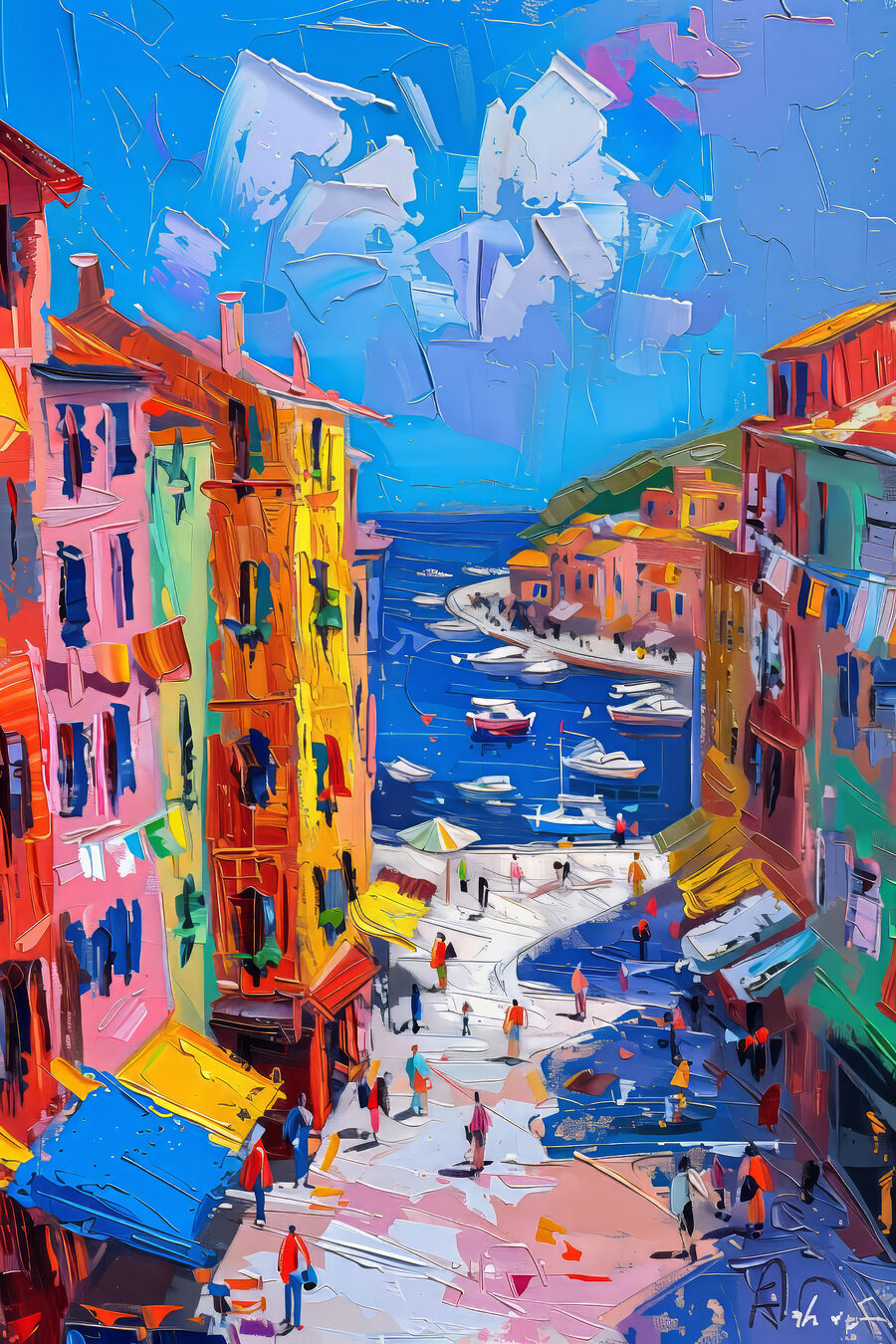 Strada del porto colorata — design completo